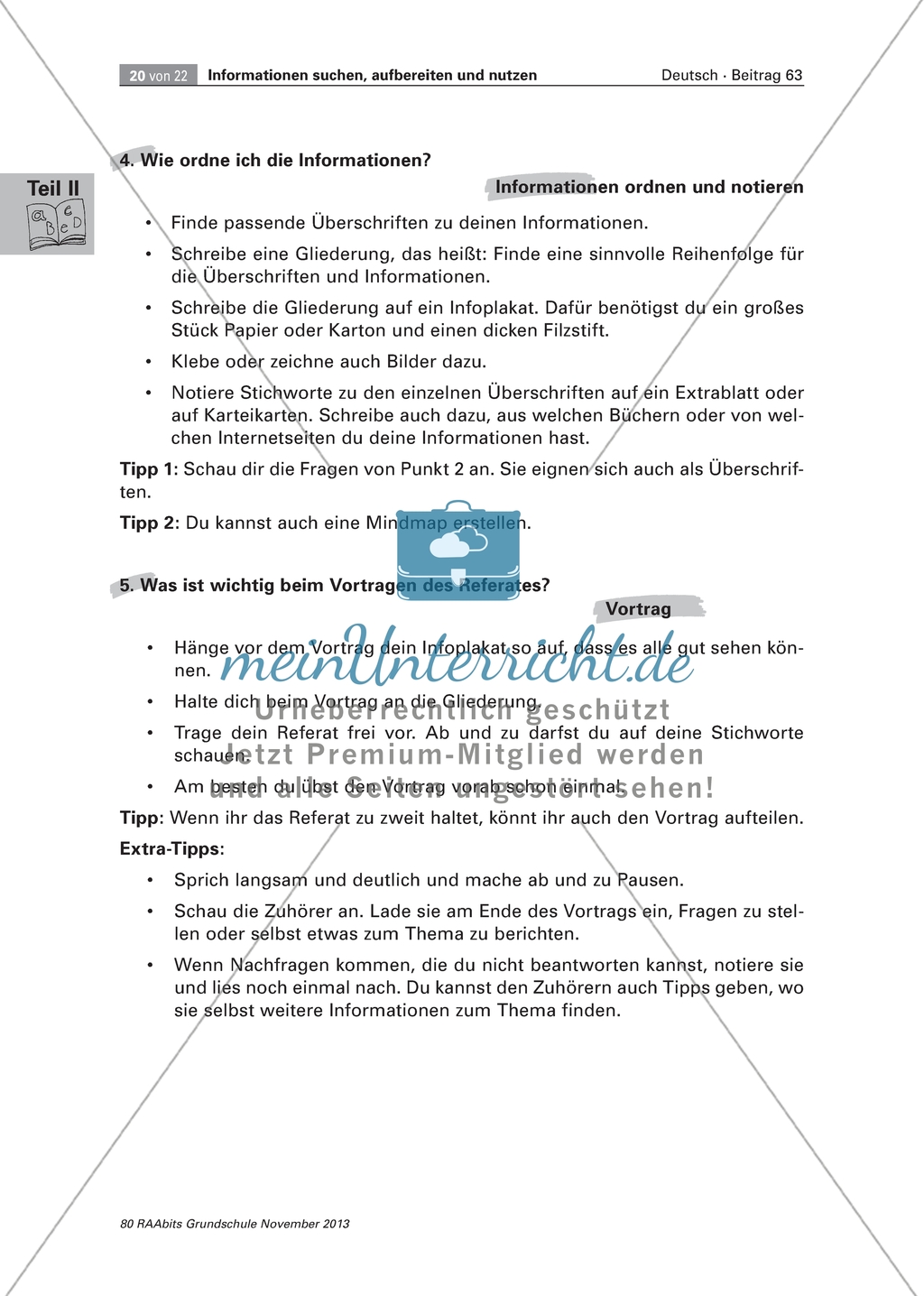 Informationen präsentieren: Vorbereitung eines Referats zum Thema
