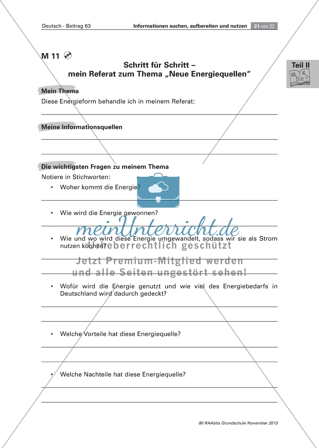 Informationen präsentieren: Vorbereitung eines Referats zum Thema
