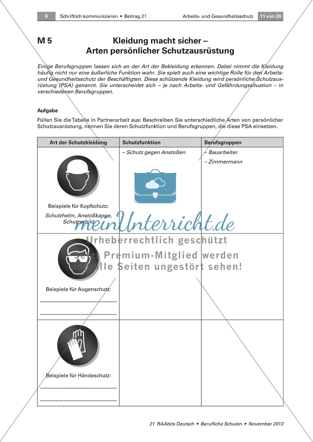 Arbeits- & Gesundheitsschutz: Schutzkleidung und ihre Funktion mit Bildern und Piktogrammen erarbeiten Preview 2