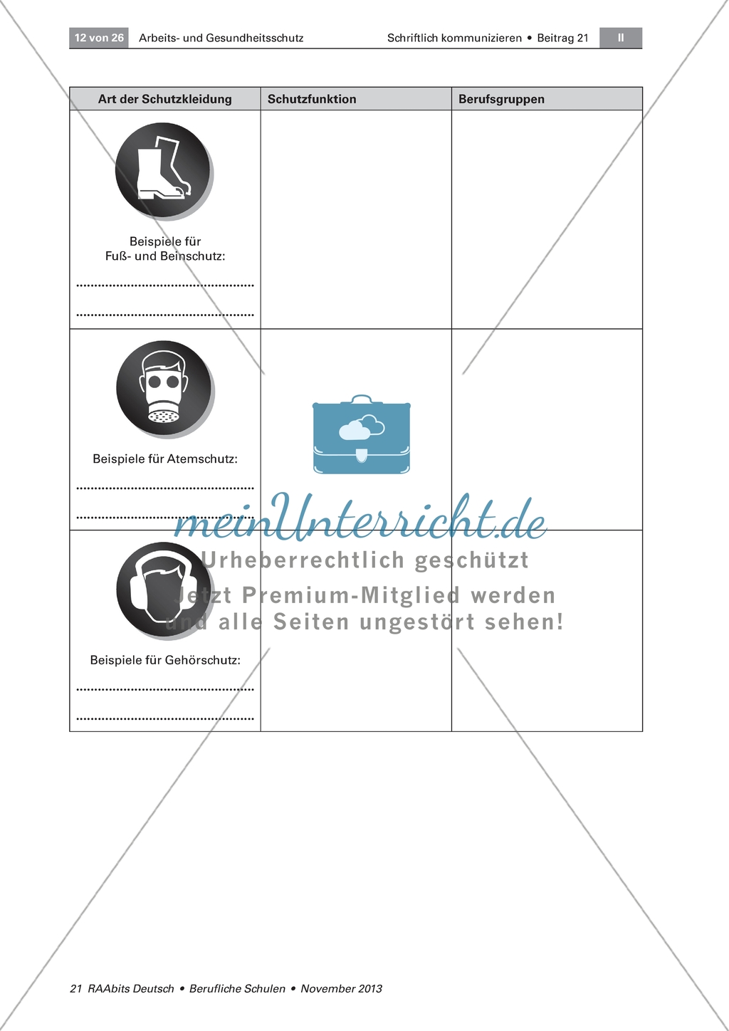 Arbeits- & Gesundheitsschutz: Schutzkleidung und ihre Funktion mit Bildern und Piktogrammen erarbeiten Preview 3