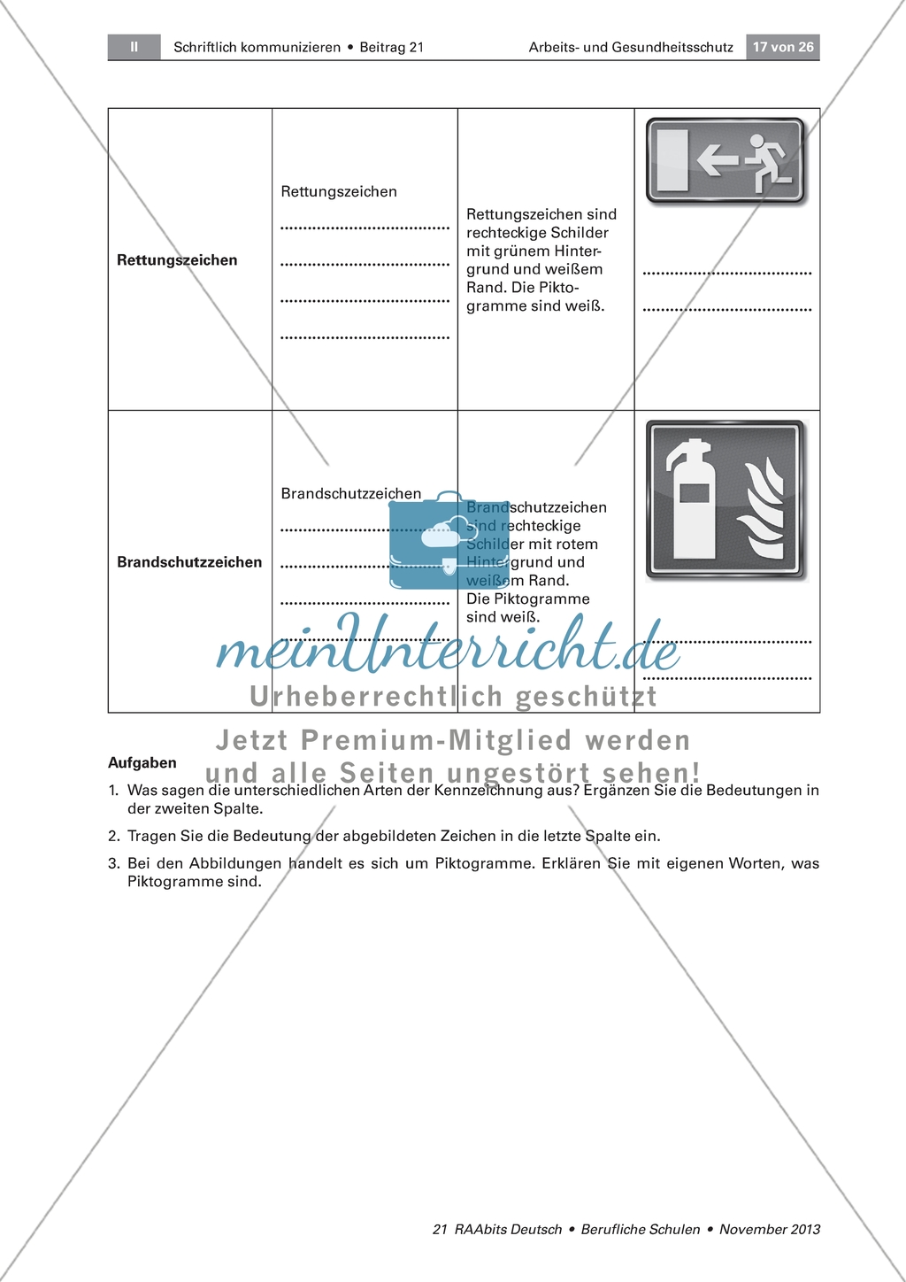 Arbeits- & Gesundheitsschutz: Symbole in der Sicherheitskennzeichnung mit Rätsel und Merkblatt zu den Zeichen Preview 3