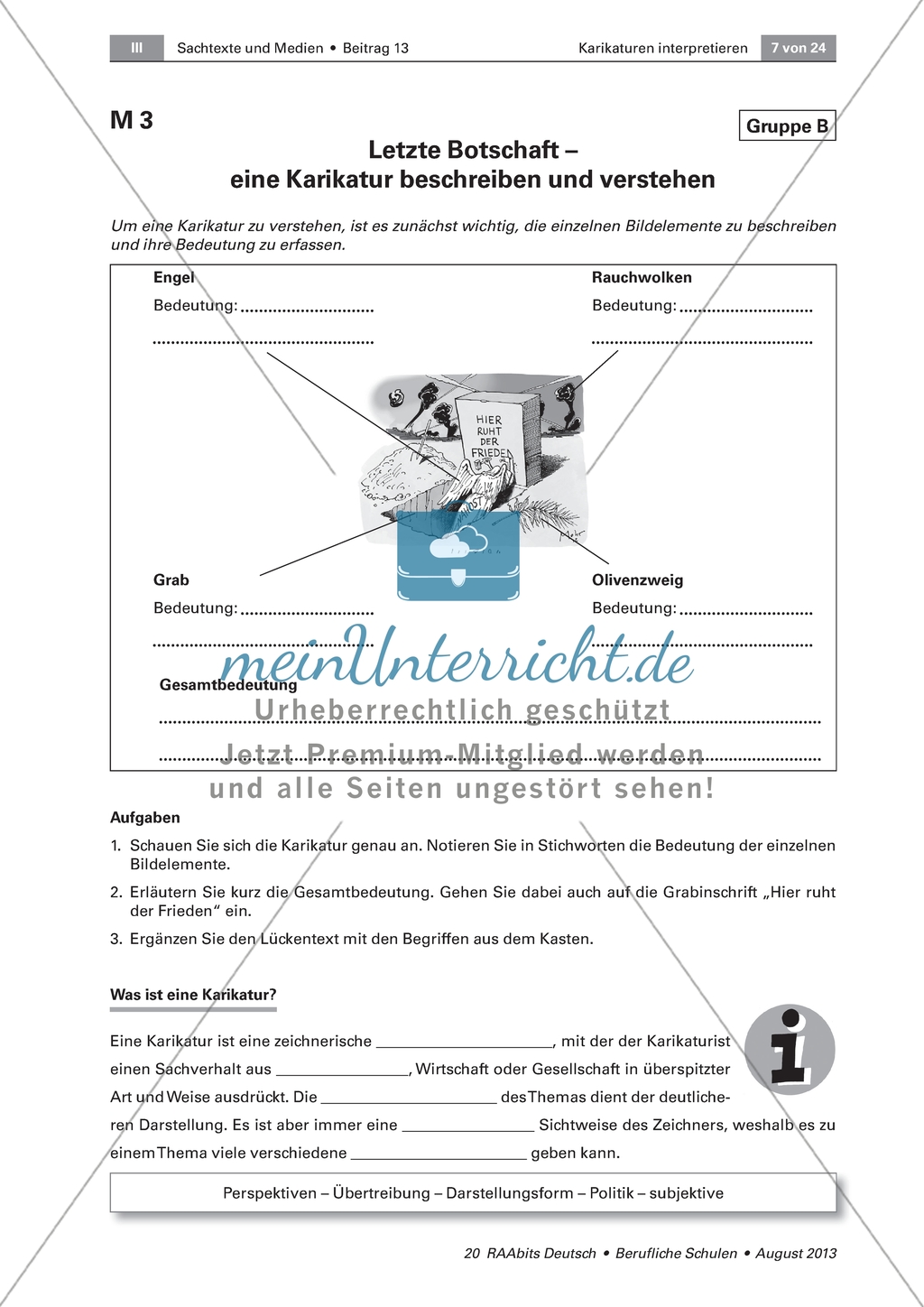 Karikatur: Allgemeine Informationen und schrittweise Analyse und Interpretation zweier Karikaturen Preview 3