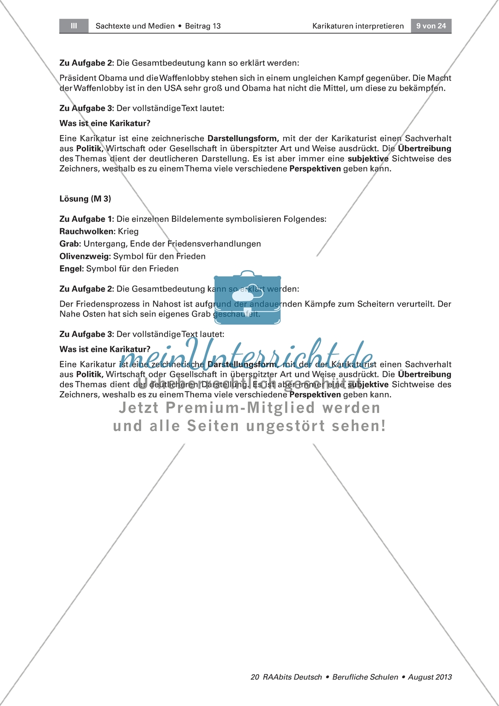 Karikatur: Allgemeine Informationen und schrittweise Analyse und Interpretation zweier Karikaturen Preview 5