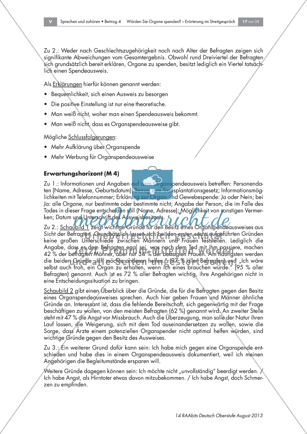 Organspende: Analyse von Schaubildern aus Deutschland und Organspendeausweisen Preview 6