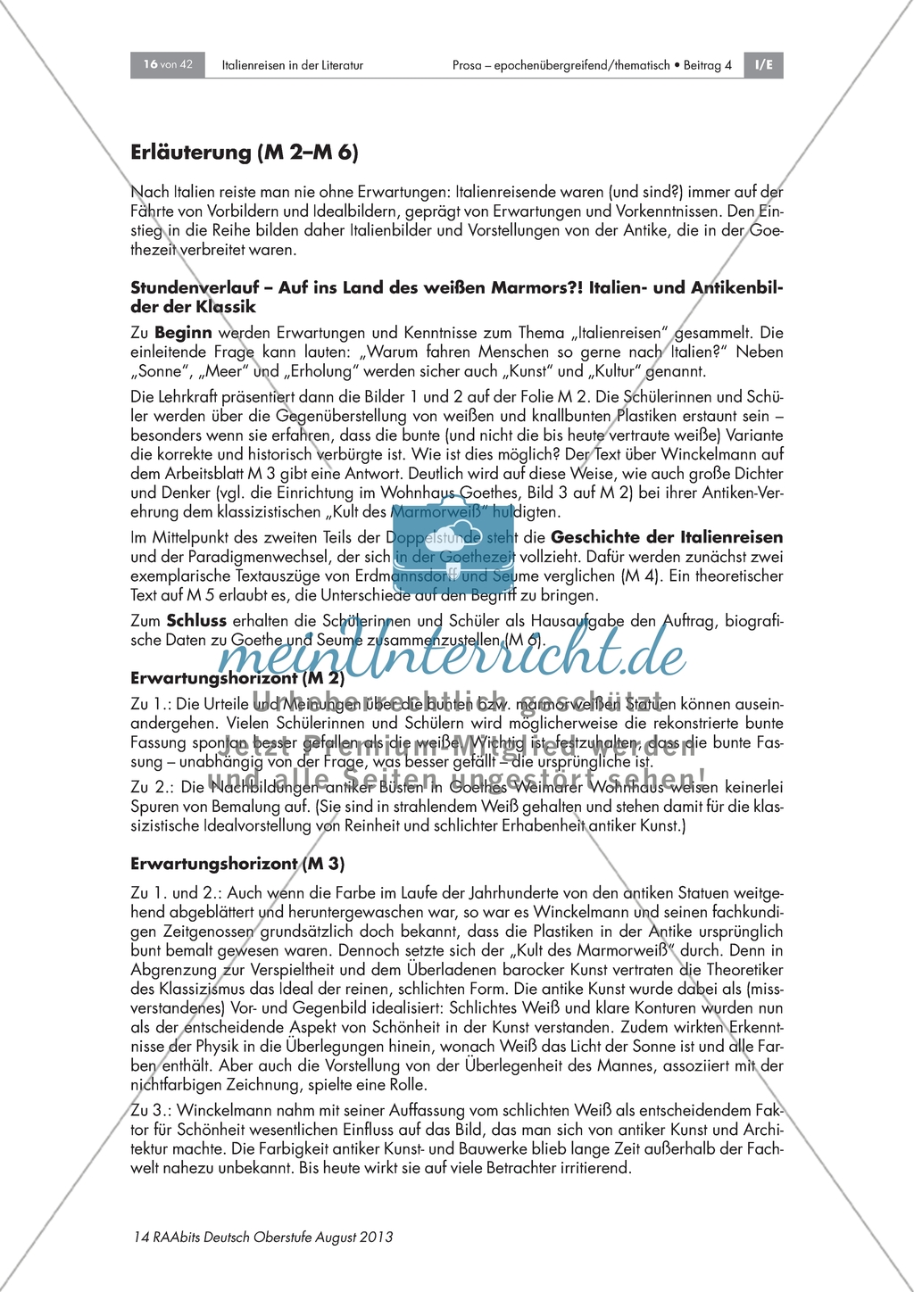 Italienreisen in der deutschen Literatur seit dem 18. Jh. - Erstellen eines Steckbriefes über Seume und Goethe Preview 1