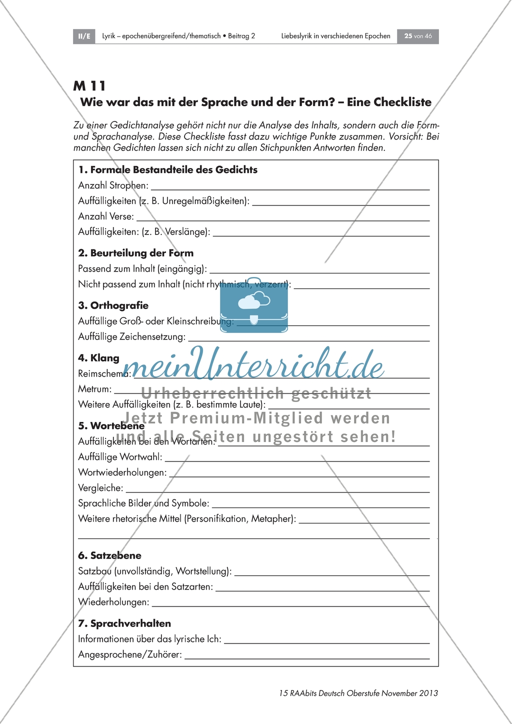 Liebeslyrik der Romantik: Analyse des Gedichts