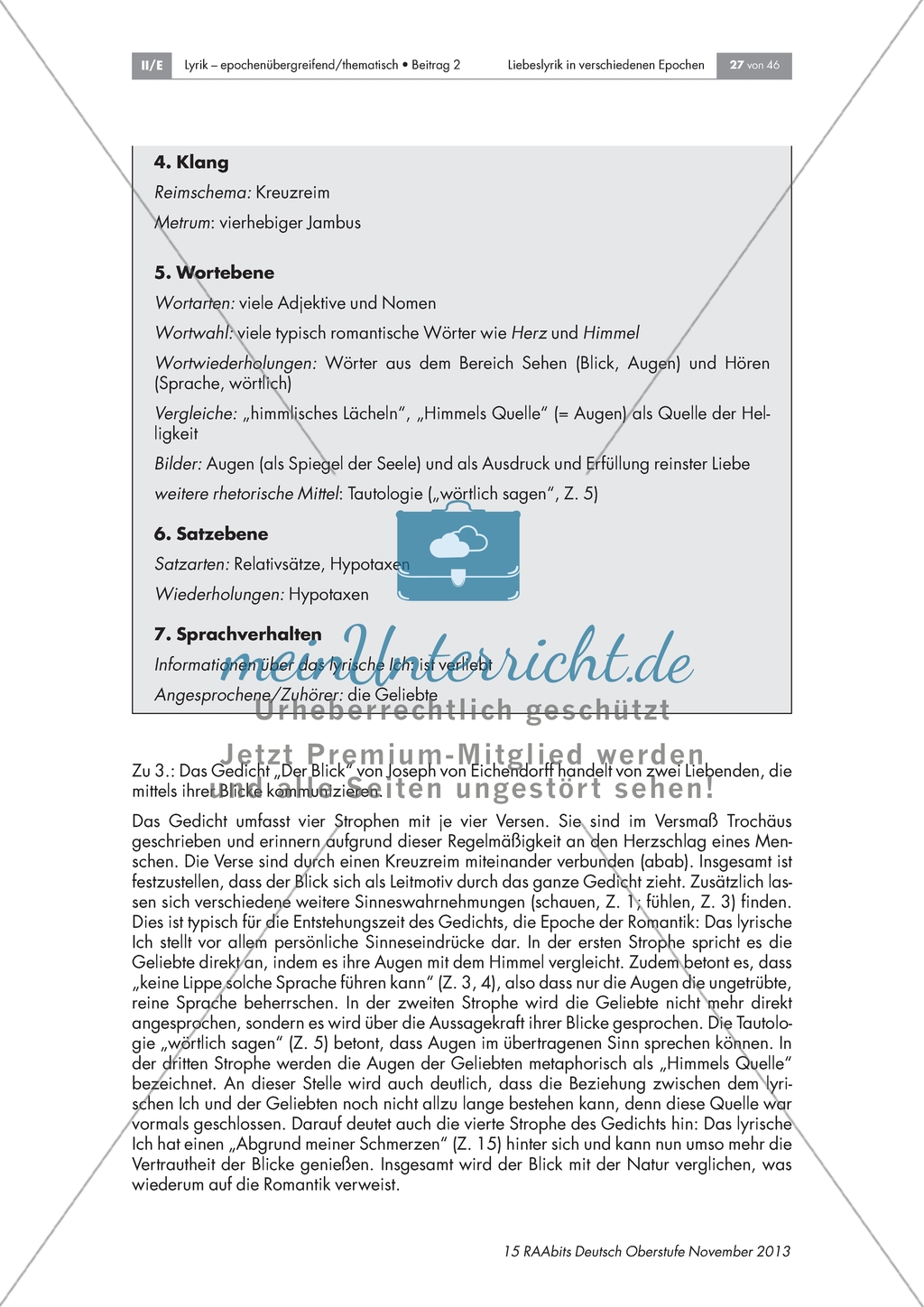 Liebeslyrik der Romantik: Analyse des Gedichts