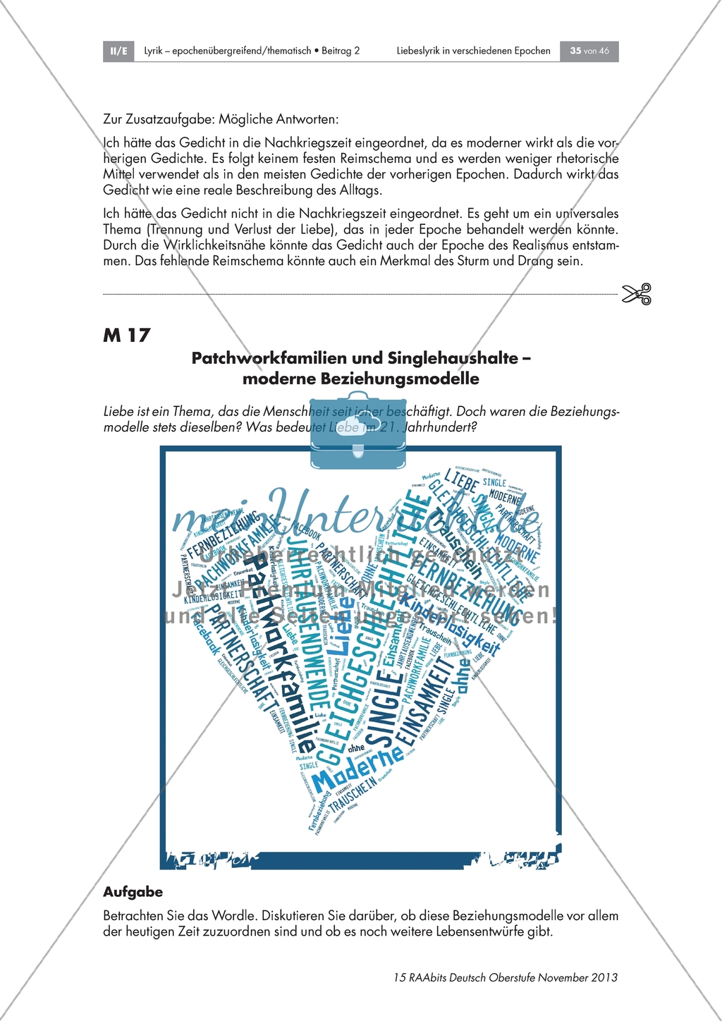 Moderne Liebeslyrik: Diskussion über moderne Beziehungsmodelle und den Stellenwert von Lyrik im 21. Jahrhundert Preview 1