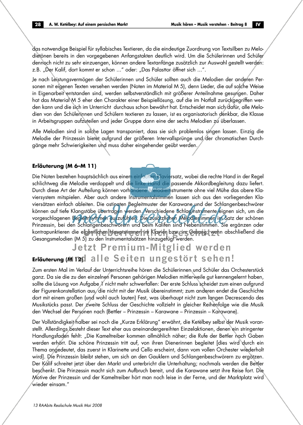 Der persisiche Markt - Arbeitsblätter mit Notenfassungen und Aufgaben zur musikalischen Darstellung der Markttreibenden. Preview 11