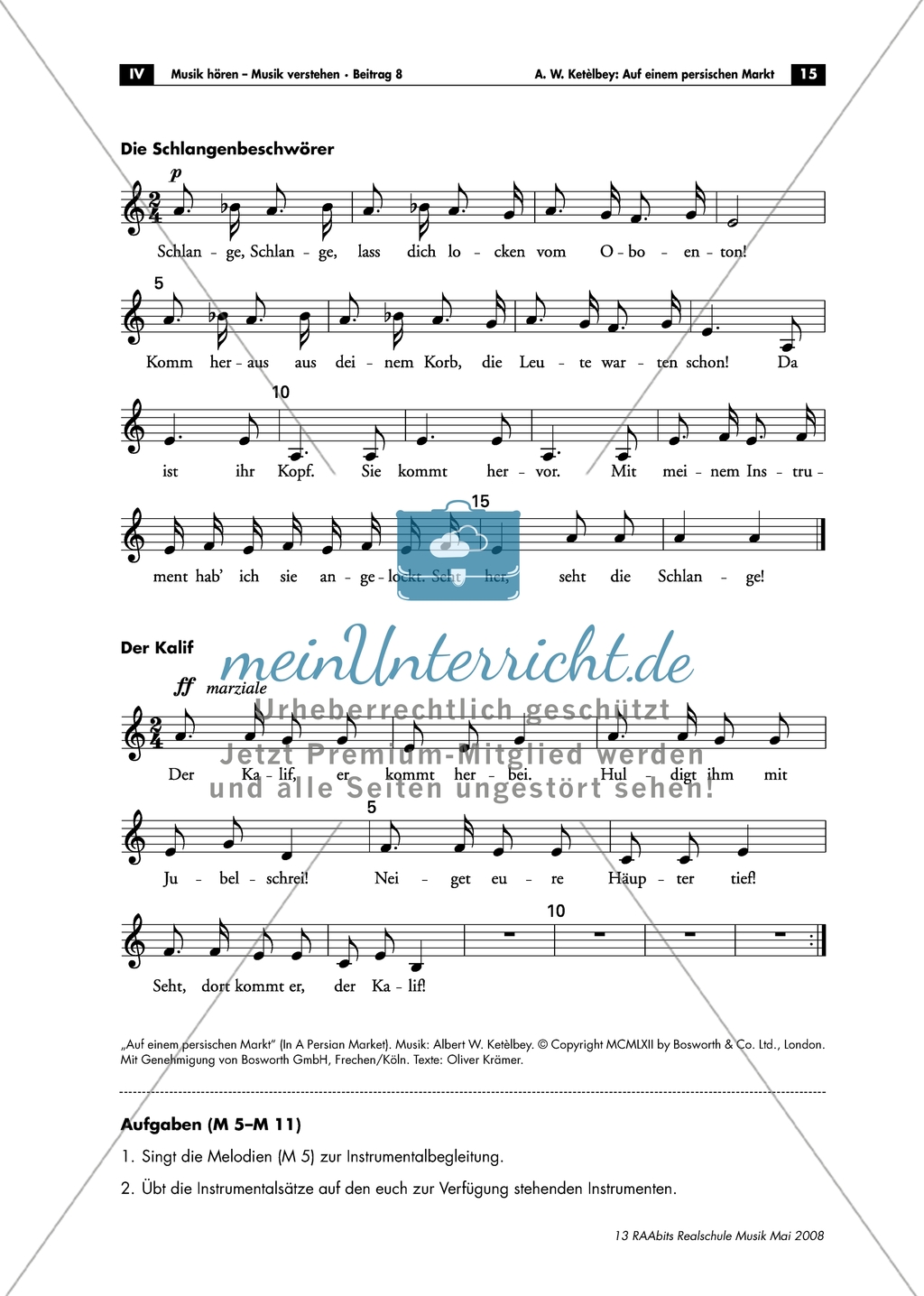 Der persisiche Markt - Arbeitsblätter mit Notenfassungen und Aufgaben zur musikalischen Darstellung der Markttreibenden. Preview 3