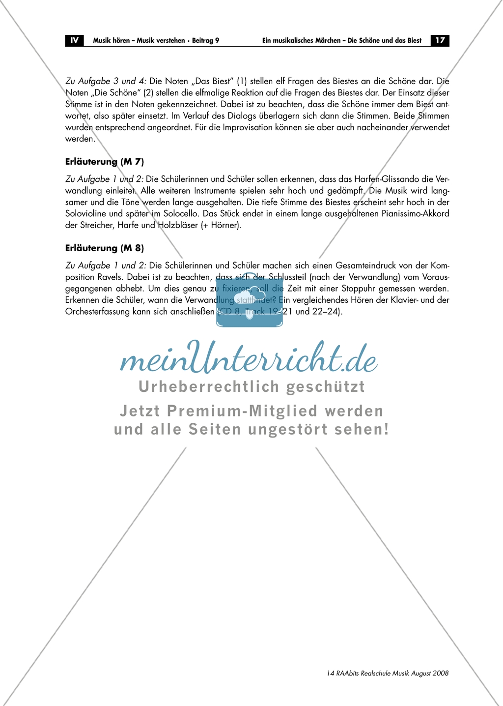 Das Ende des Märchens - Arbeitsblätter mit Partitur, Text, Aufgaben und didaktischen Hinweisen zur Verwandlung des Biests. Preview 3
