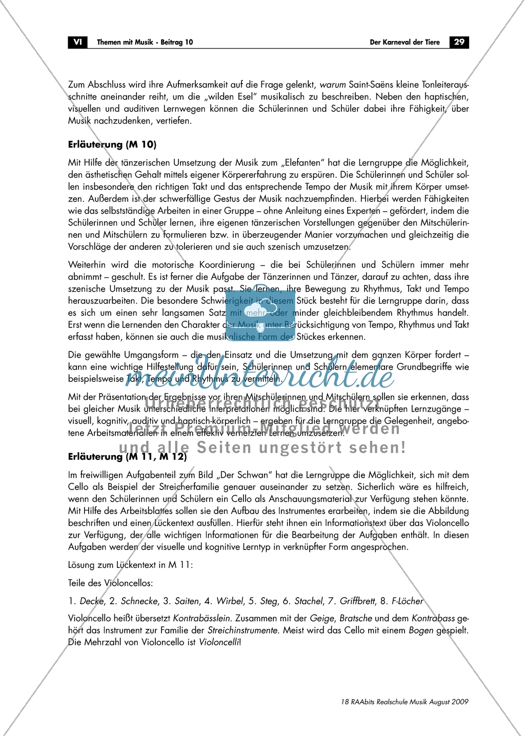 Tanzt mit dem Elefant - Arbeitsblatt mit Aufgabe und didaktischen Hinweisen für Bewegungsmöglichkeit zum Werk