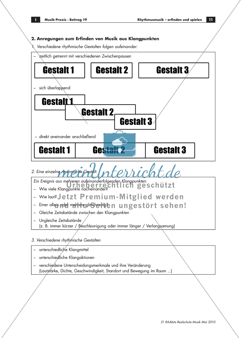 Erfindung von rhythmischen Gestalten- Arbeitsblätter mit Anregungen, Erläuterungen und Abbildungen zu verschiedenen Rhythmen. Preview 2
