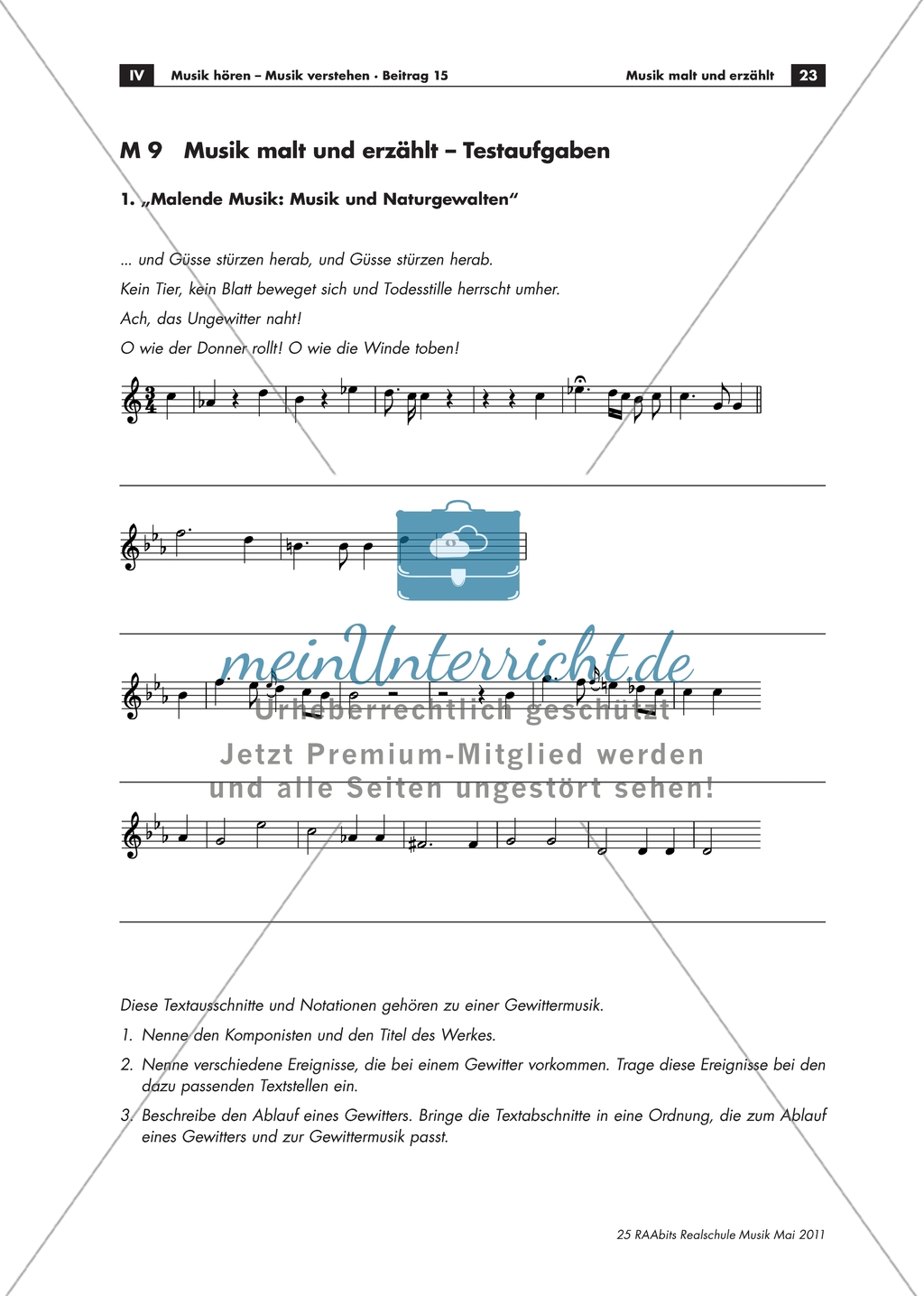 Musik malt und erzählt - Arbeitsblätter mit Testaufgaben zur Lernerfolgskontrolle Preview 1