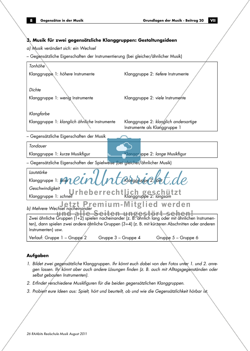Musik mit verschiedenen Klanggruppen - Arbeitsblätter mit verschiedenen Instrumentenfamilien, Gestaltungsideen und Aufgaben Preview 2