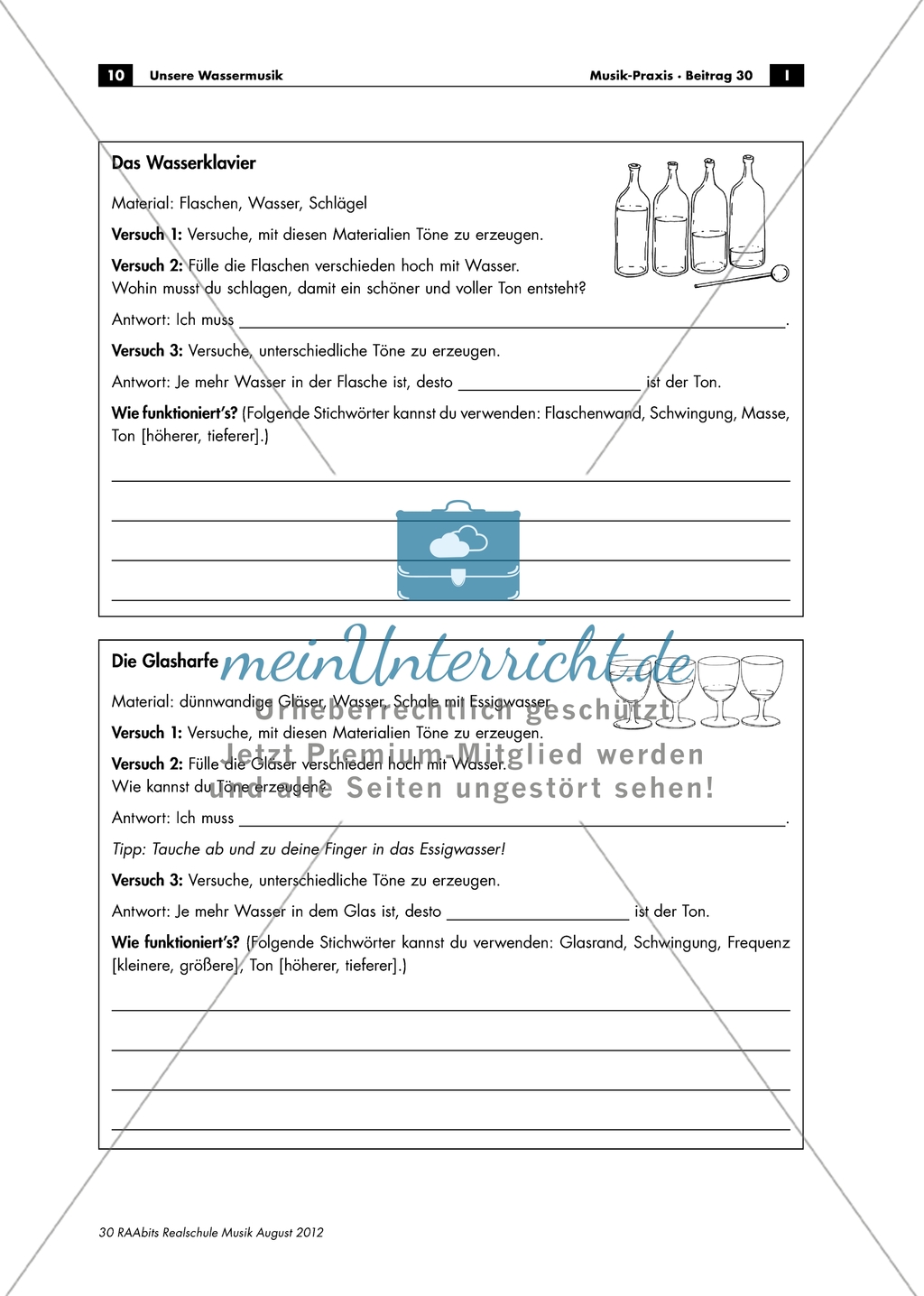 Wasserinstrumente - Bauanleitungen für vier verschiedene Wasserinstrumente zum Experimentieren mit Klängen und Lösungen Preview 2