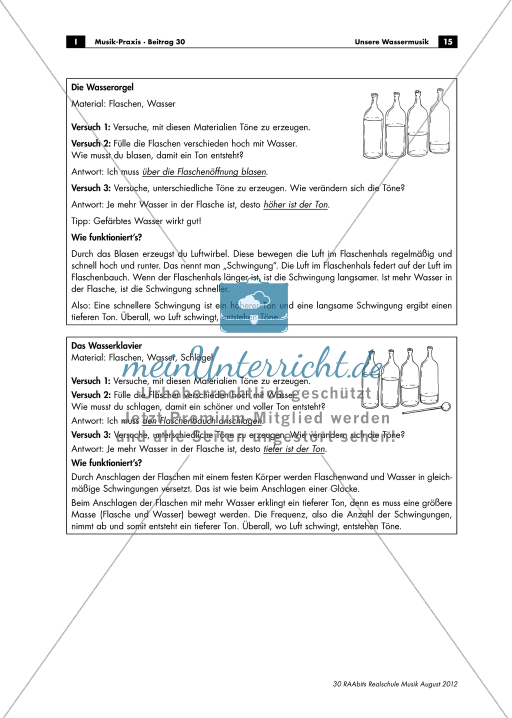 Wasserinstrumente - Bauanleitungen für vier verschiedene Wasserinstrumente zum Experimentieren mit Klängen und Lösungen Preview 4