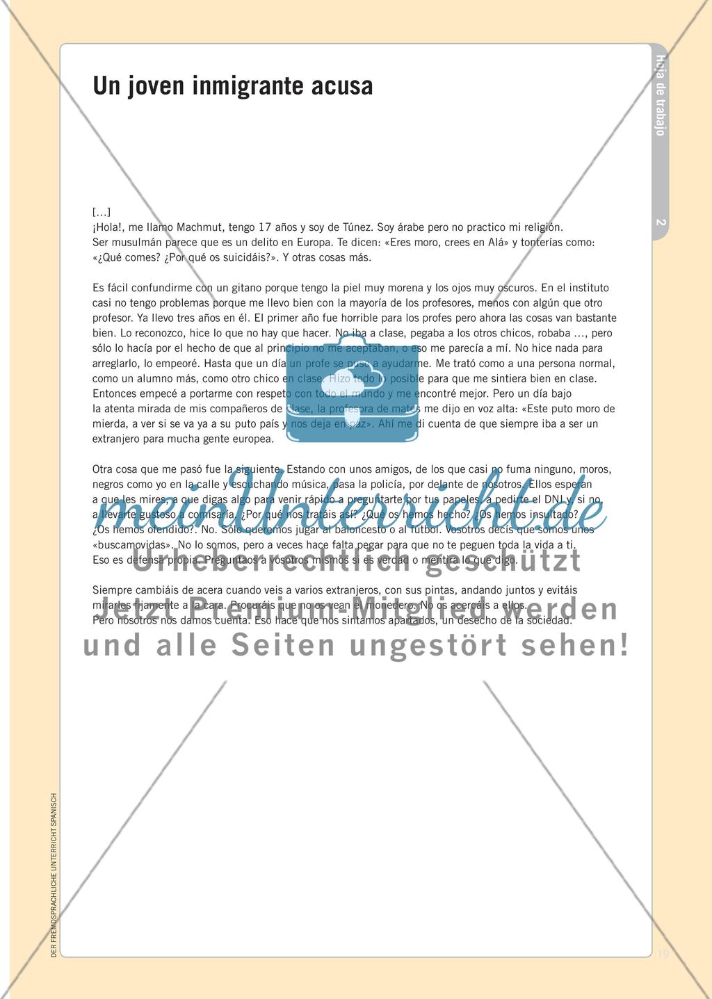 Un joven inmigrante acusa - Einführung in das Thema opinión Preview 4