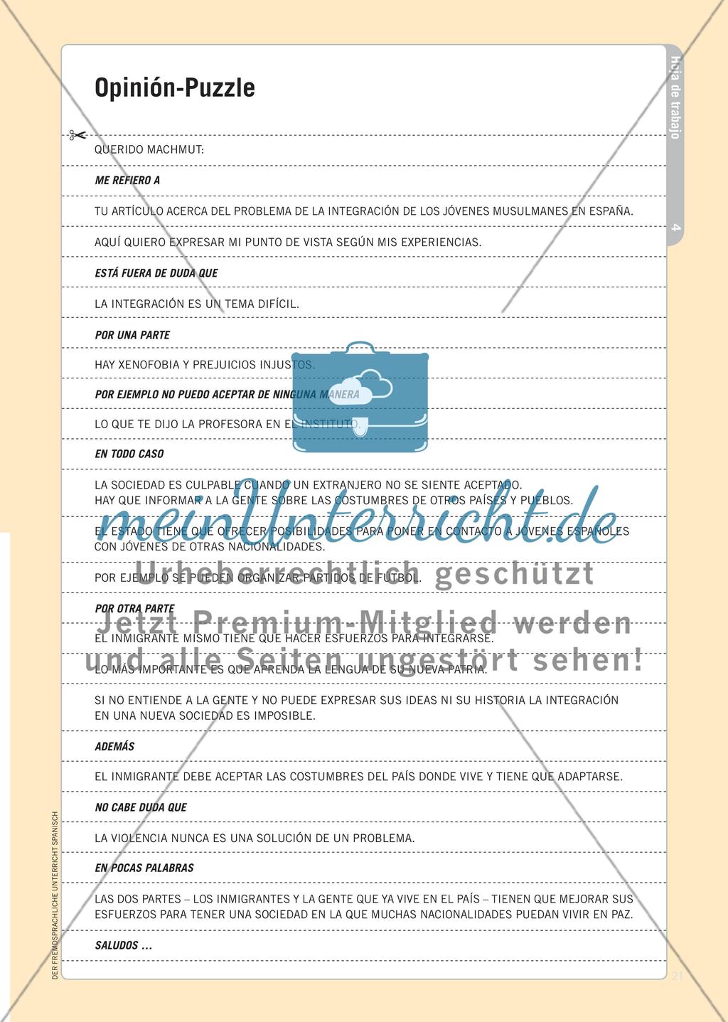 Un joven inmigrante acusa - Einführung in das Thema opinión Preview 6
