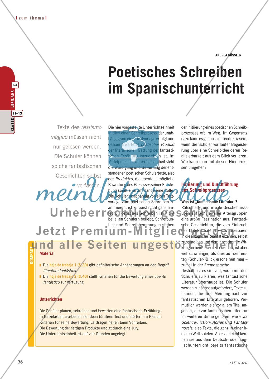 Poetisches Schreiben im Spanischunterricht Preview 1