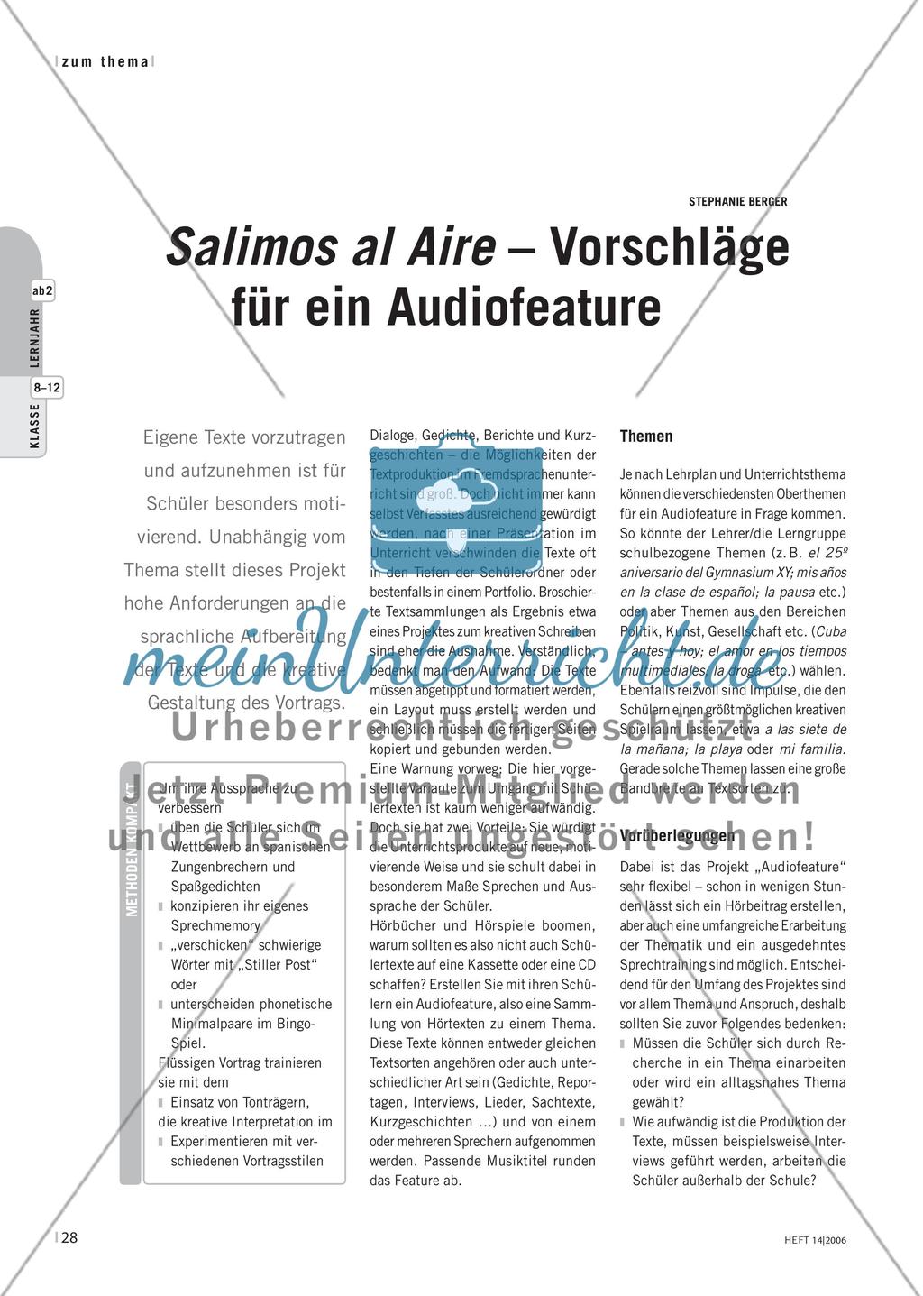 Salimos al Aire – Vorschläge für ein Audiofeature Preview 1