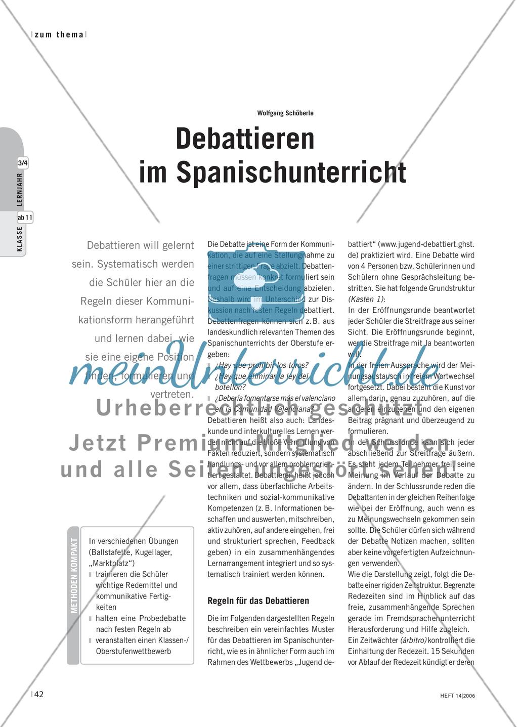 Debattieren im Spanischunterricht Preview 1