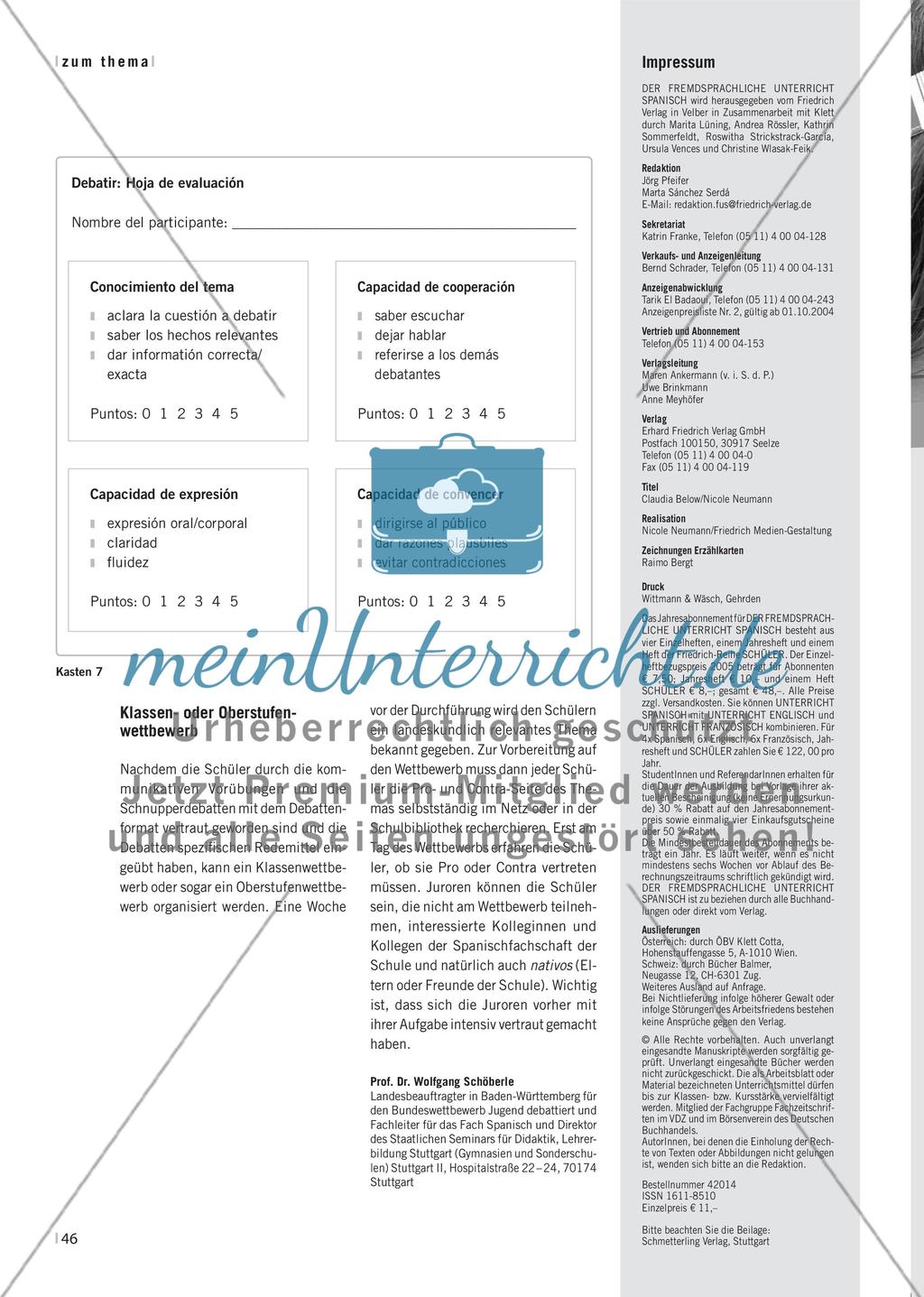Debattieren im Spanischunterricht Preview 5