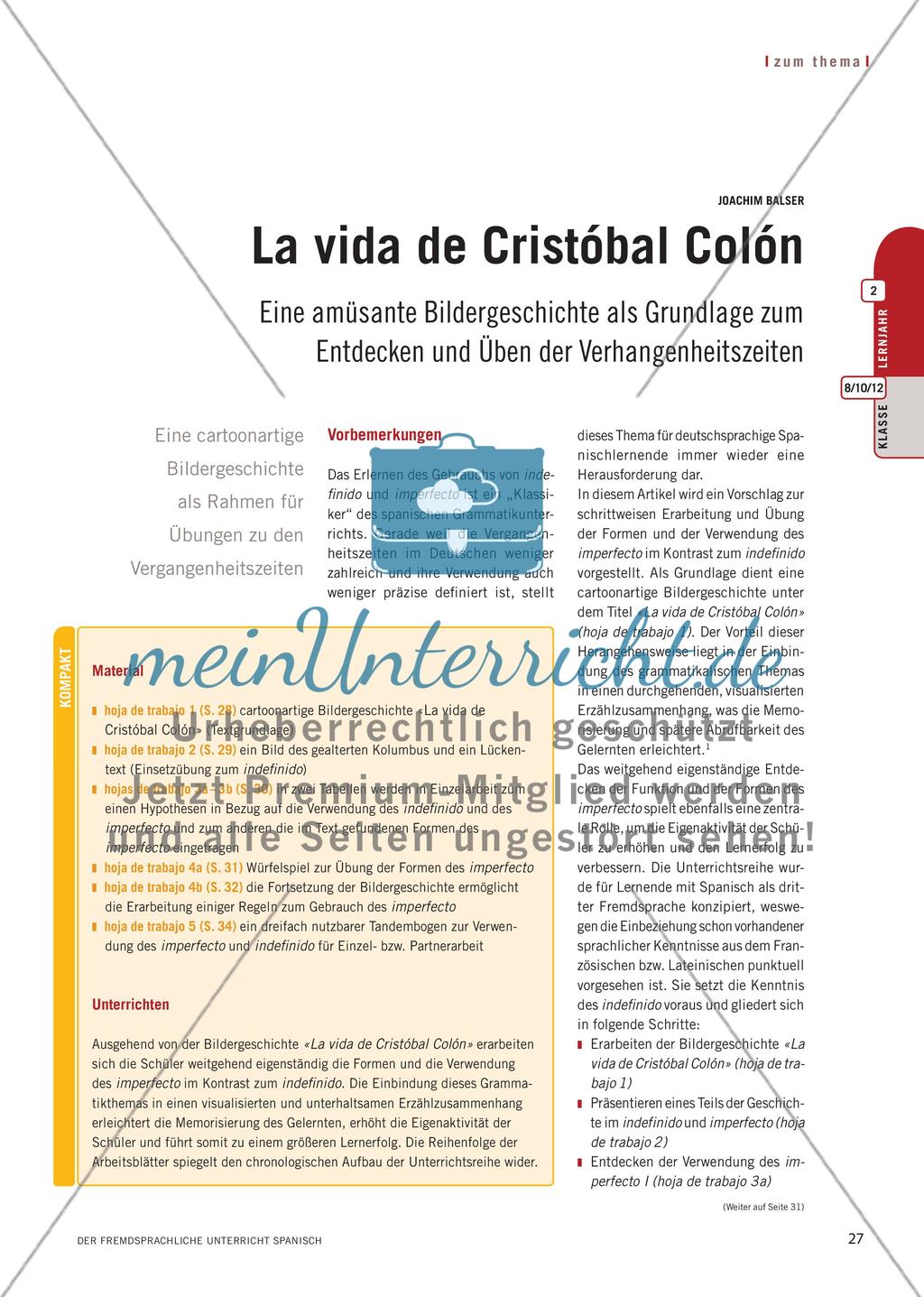 La vida de Cristóbal Colón - Erlernen von Formen und Verwendung des imperfecto und indefinido im Zusammenhang mit einer Bildergeschichte Preview 1