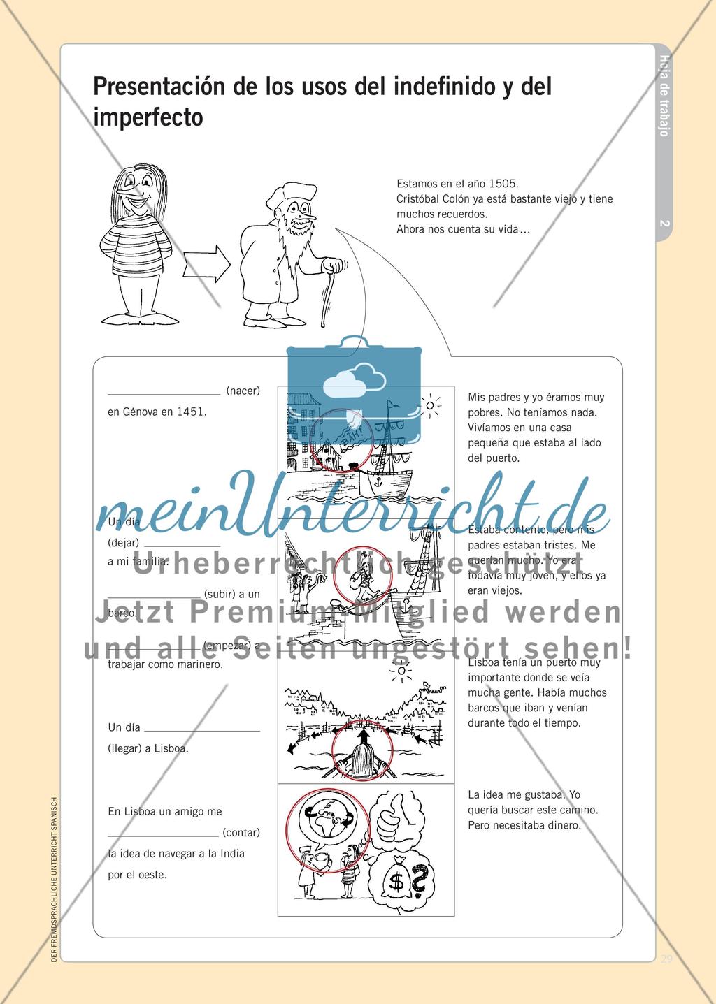 La vida de Cristóbal Colón - Erlernen von Formen und Verwendung des imperfecto und indefinido im Zusammenhang mit einer Bildergeschichte Preview 3