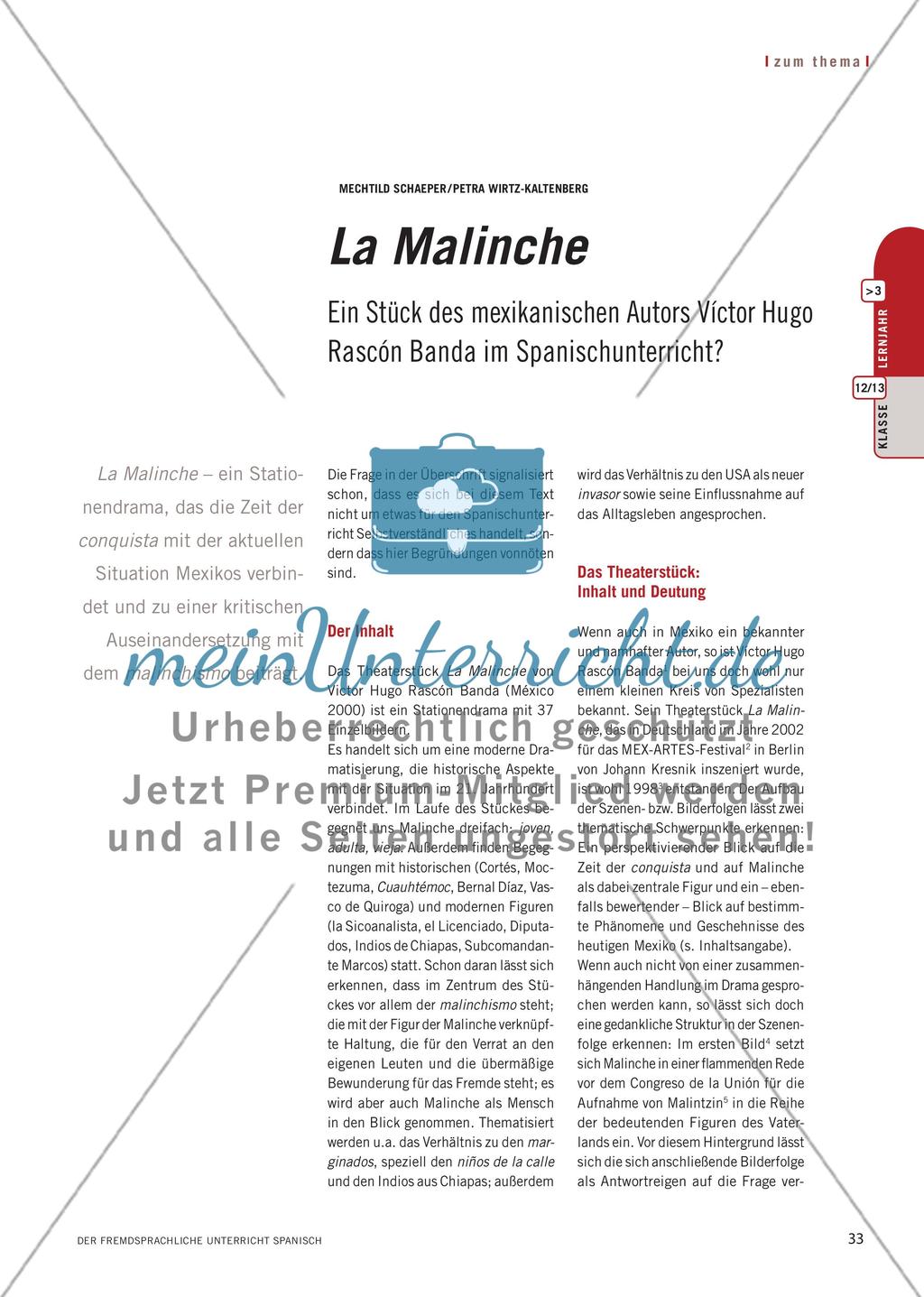La Malinche – Ein Stück des mexikanischen Autors Víctor Hugo Rascón Banda im Spanischunterricht? Preview 1