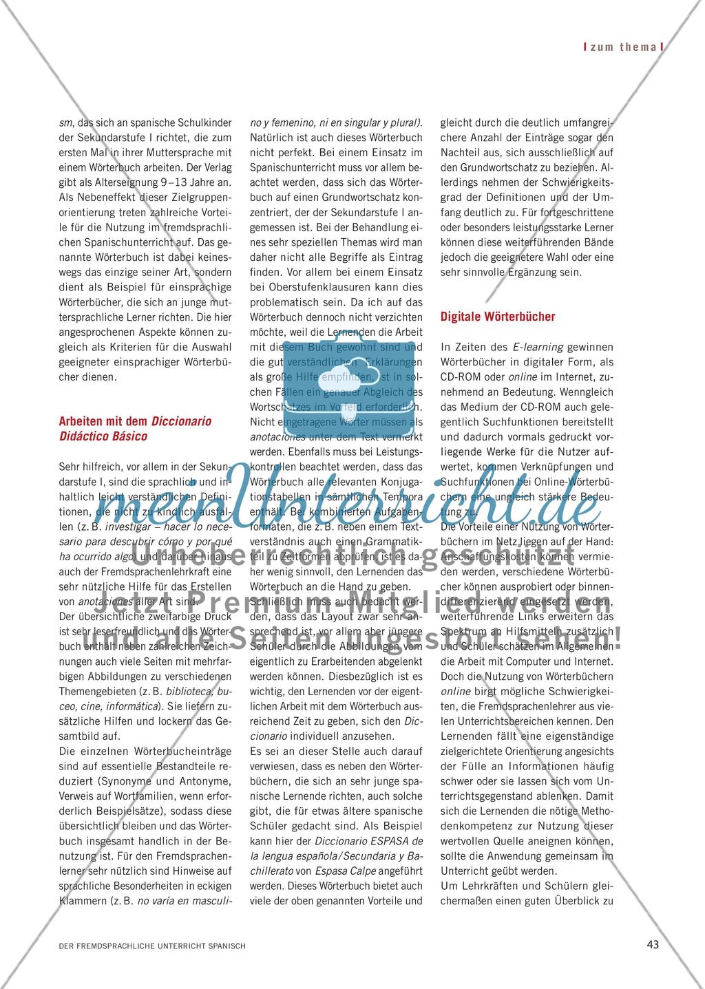 Trabajar con un diccionario monolingüe - Methodenkompetenz zur Nutzung einsprachiger Wörterbücher schulen Preview 2