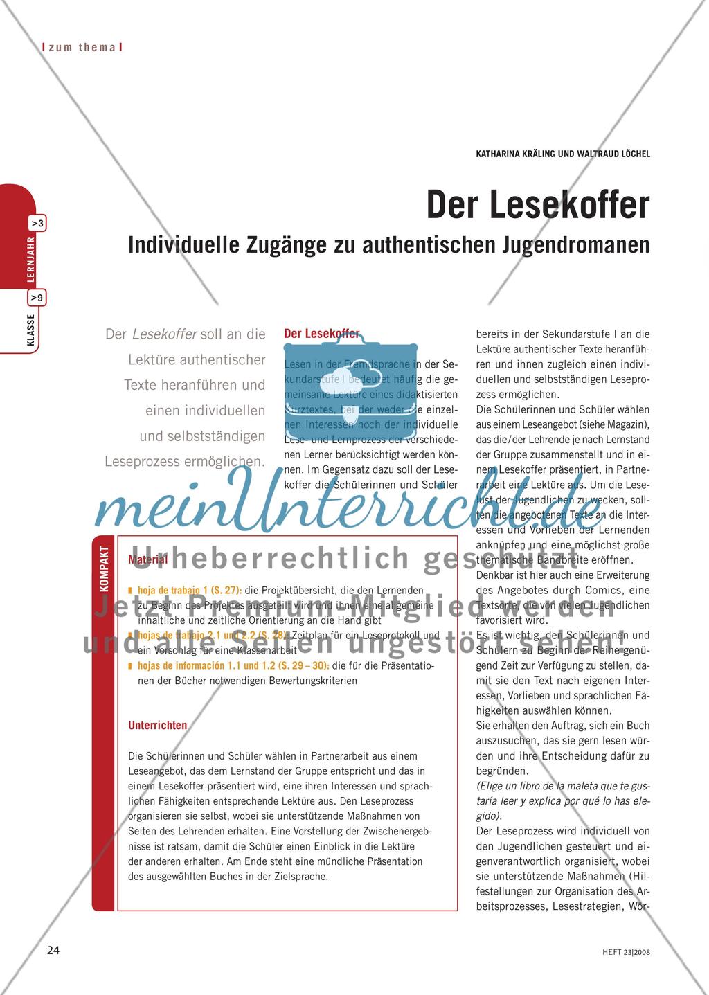 Der Lesekoffer – Individuelle Zugänge zu authentischen Jugendromanen Preview 1