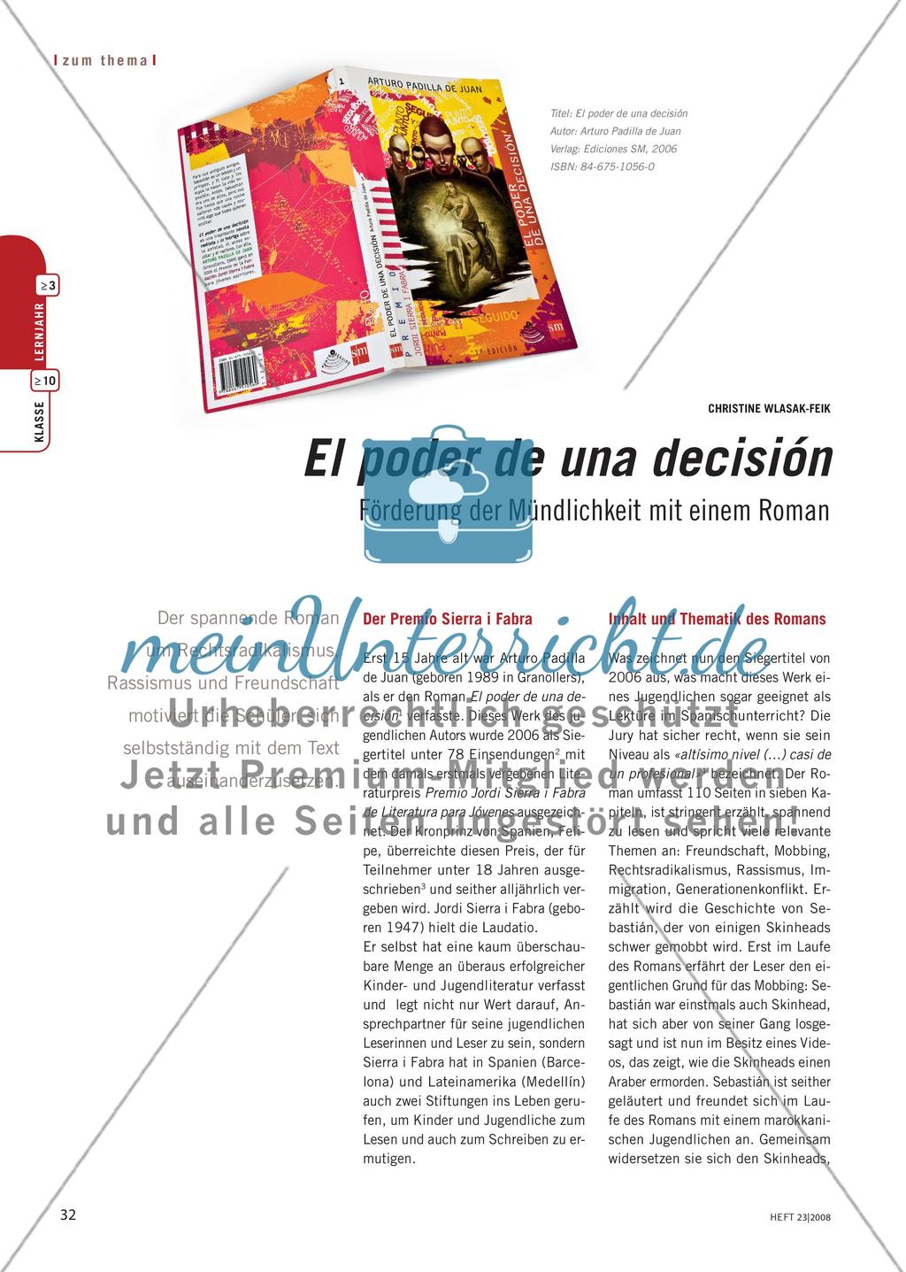 El poder de una decisión – Förderung der Mündlichkeit mit einem Roman Preview 1