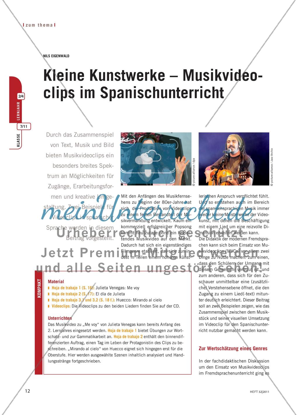 Kleine Kunstwerke – Musikvideoclips im Spanischunterricht Preview 1