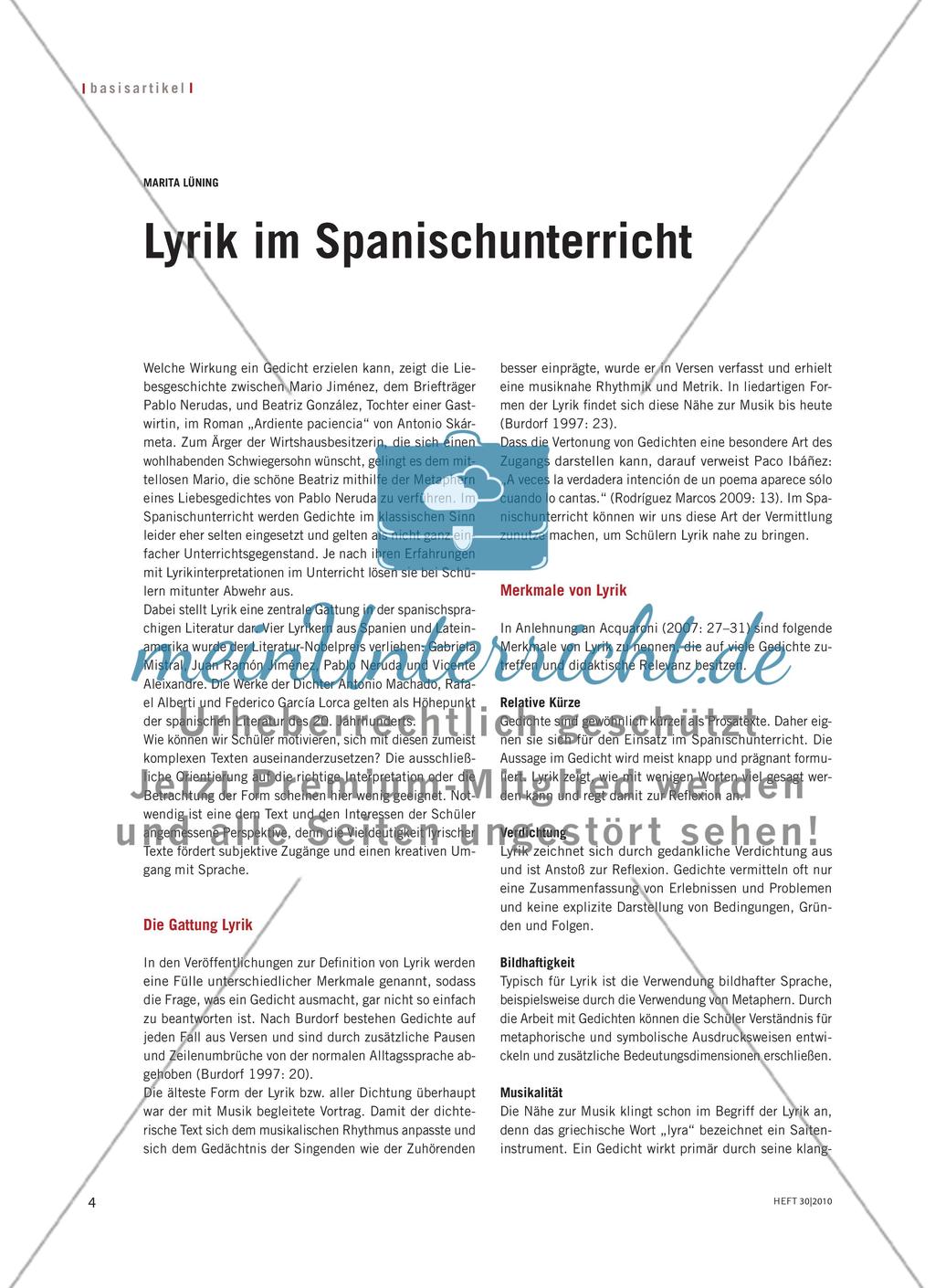 Lyrik im Spanischunterricht Preview 1