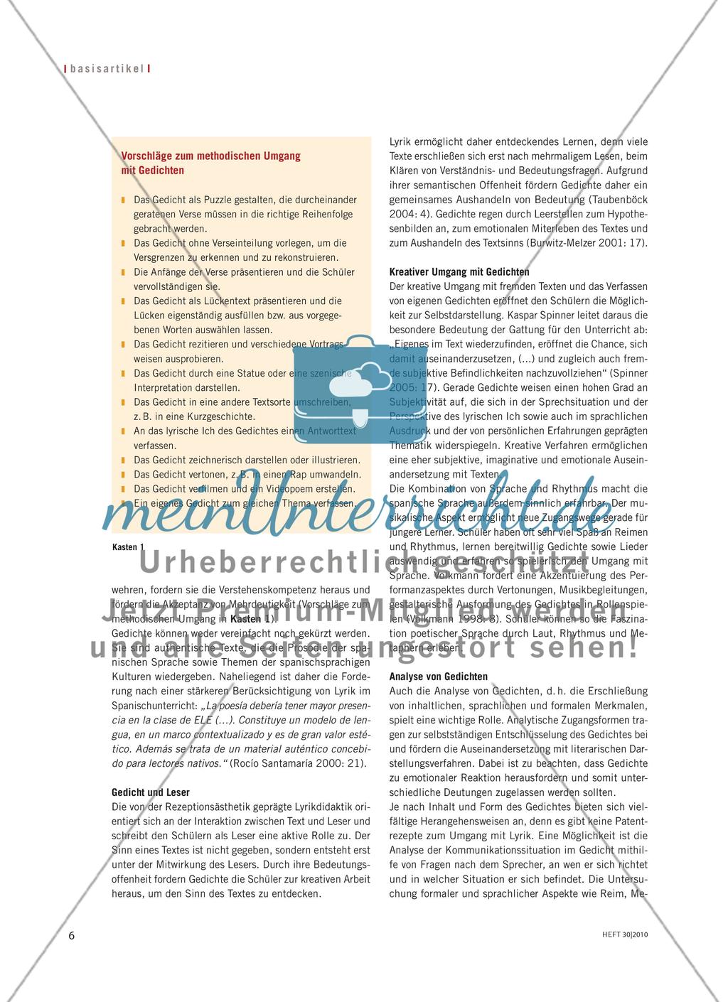 Lyrik im Spanischunterricht Preview 3