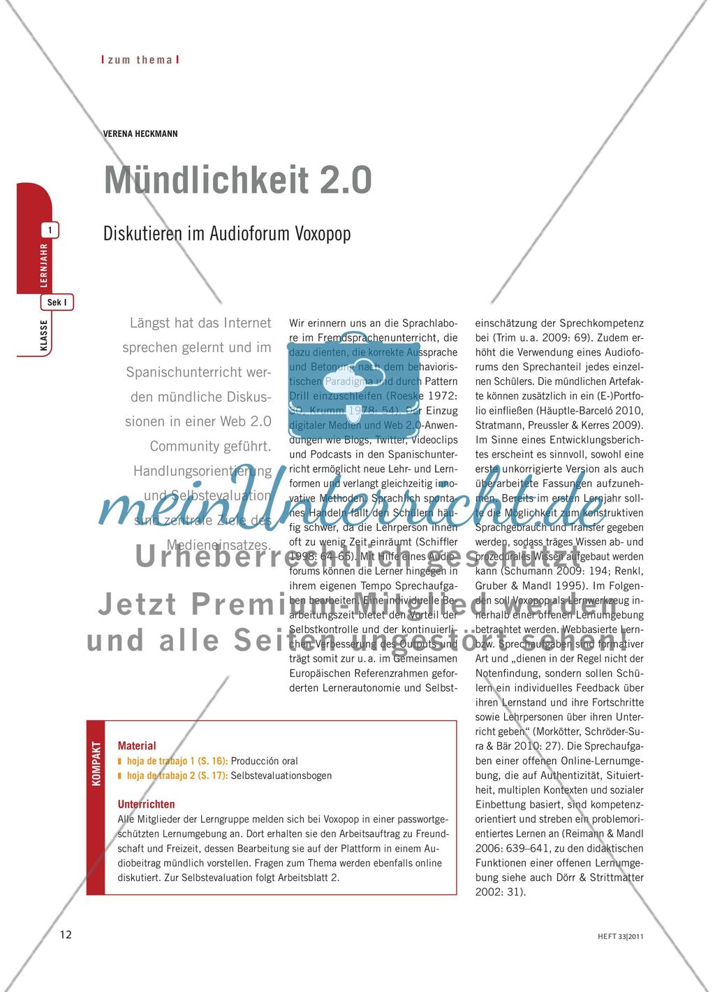 Mündlichkeit 2.0 - Diskutieren im Audioforum Voxopop Preview 1