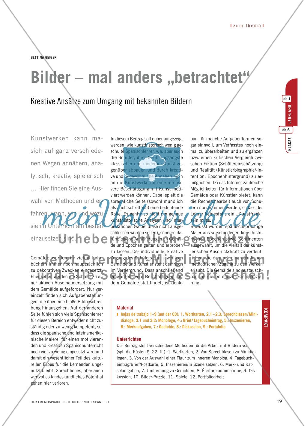 Bilder – mal anders betrachtet - Kreative Ansätze zum Umgang mit bekannten Bildern Preview 1