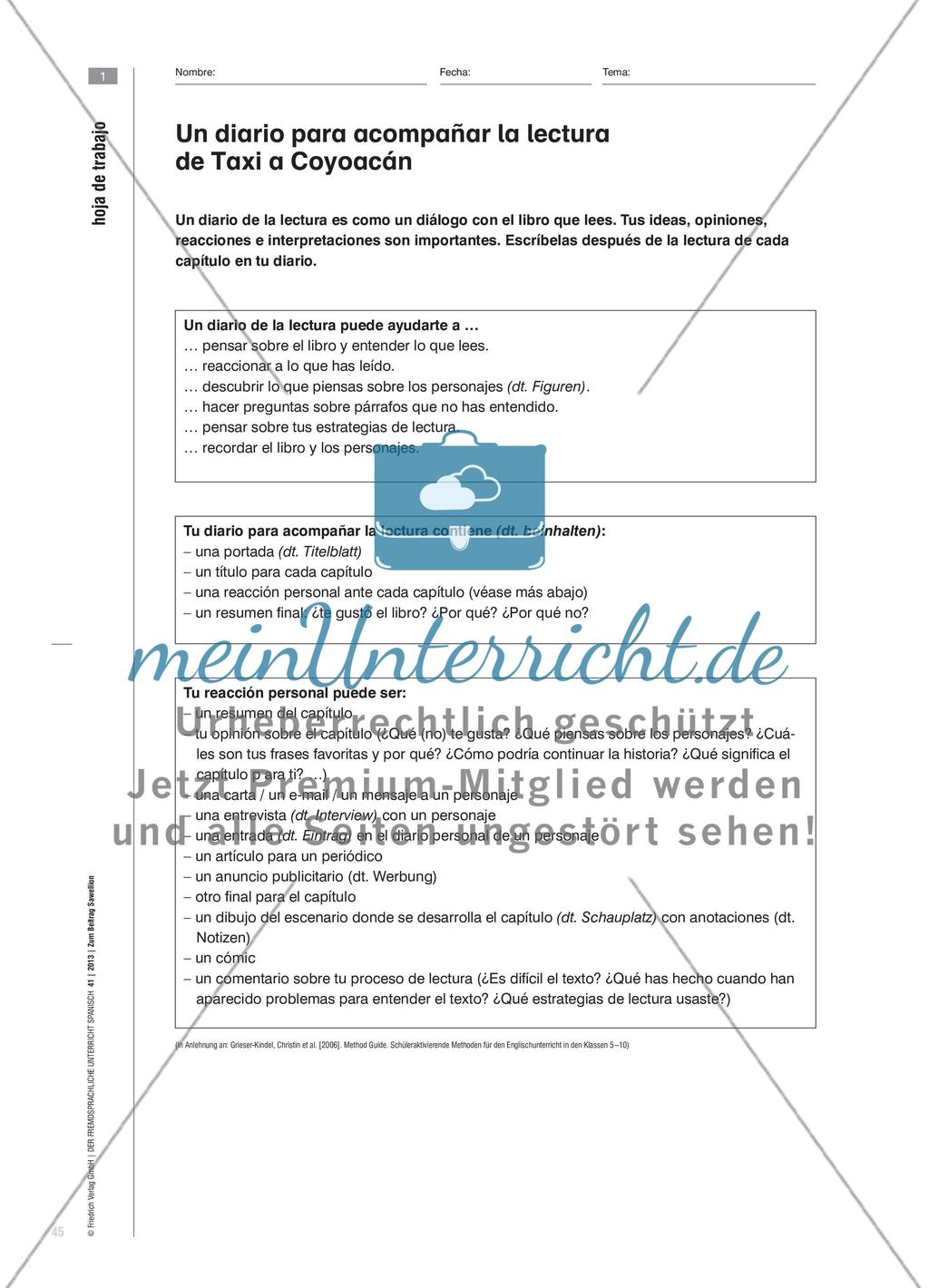 En „Taxi a Coyoacán“ … y a la tarea final - Eine kompetenzorientierte Unterrichtseinheit mit Lernaufgabenparcours am Beispiel einer didaktisierten Lektüre (GeR-Niveau B1) Preview 6