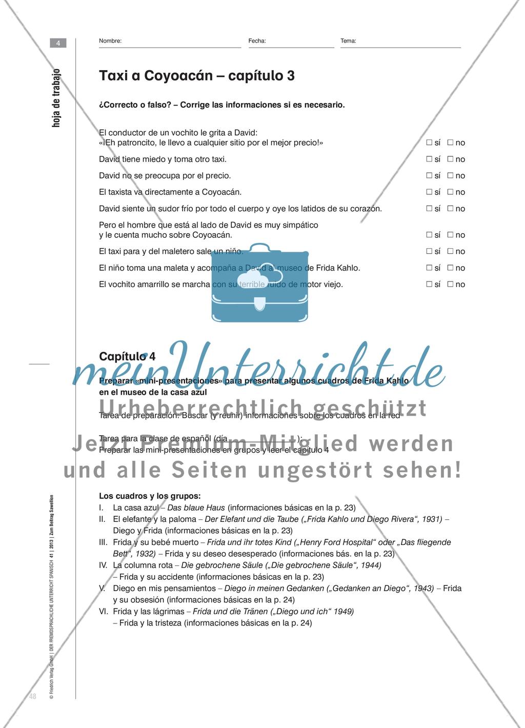 En „Taxi a Coyoacán“ … y a la tarea final - Eine kompetenzorientierte Unterrichtseinheit mit Lernaufgabenparcours am Beispiel einer didaktisierten Lektüre (GeR-Niveau B1) Preview 9