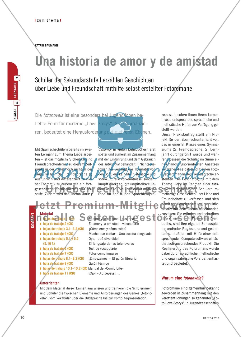 „Una historia de amor y de amistad“ - Schüler der Sekundarstufe I erzählen Geschichten über Liebe und Freundschaft mithilfe selbst erstellter Fotoromane Preview 1