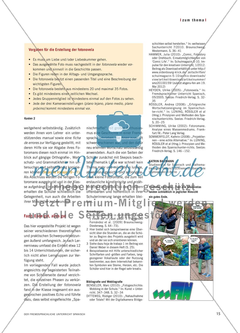 „Una historia de amor y de amistad“ - Schüler der Sekundarstufe I erzählen Geschichten über Liebe und Freundschaft mithilfe selbst erstellter Fotoromane Preview 6