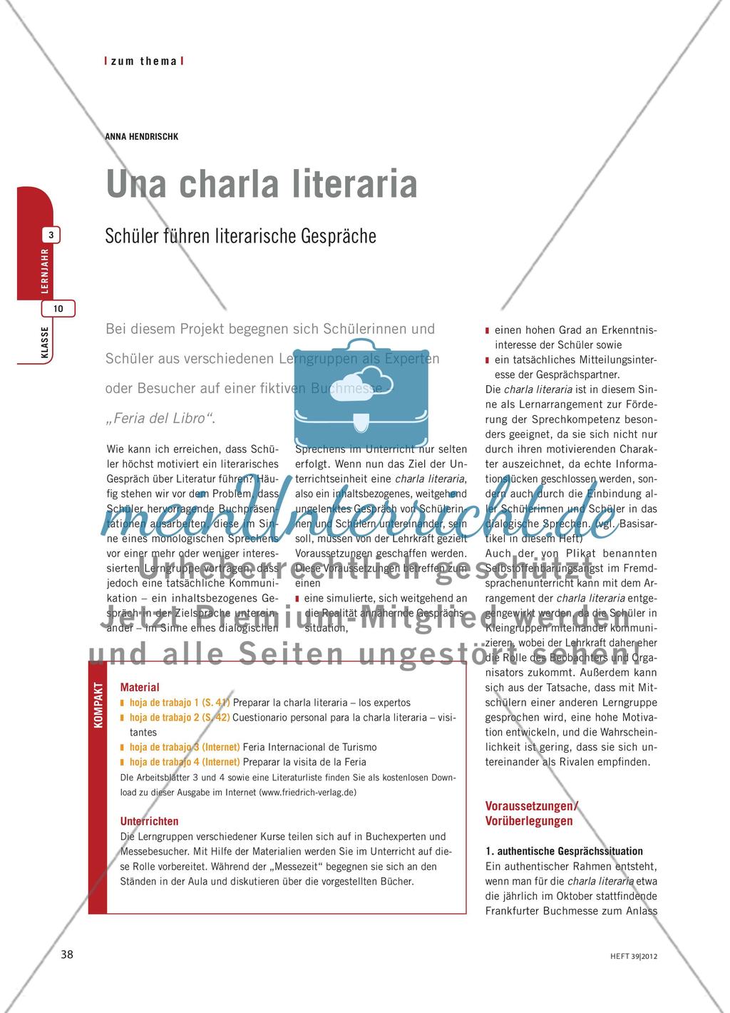 Una charla literaria - Schüler führen literarische Gespräche Preview 1