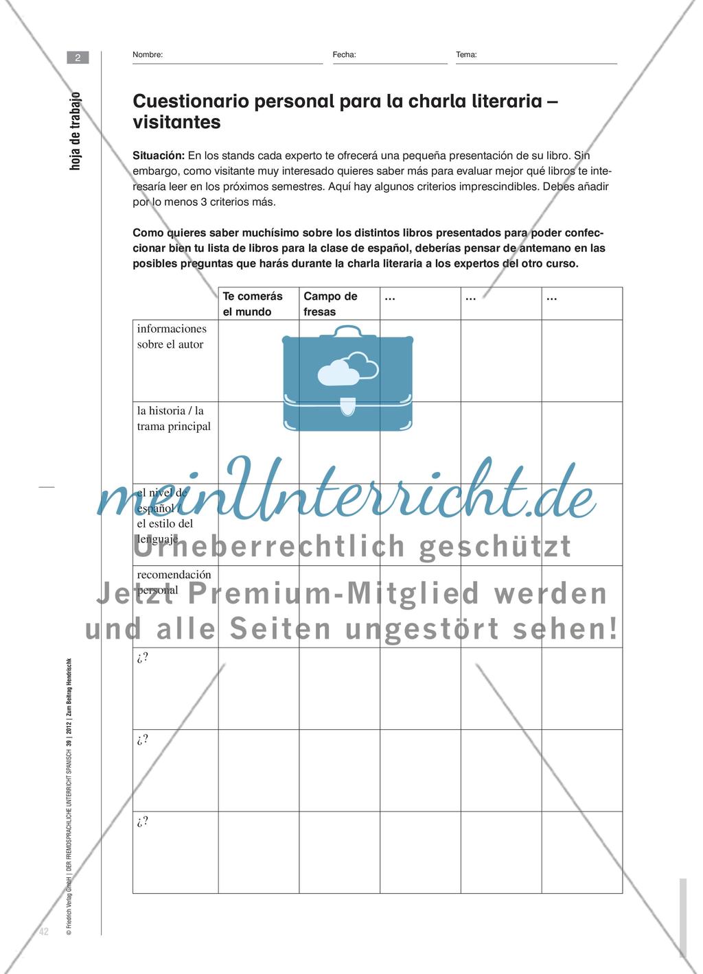Una charla literaria - Schüler führen literarische Gespräche Preview 5