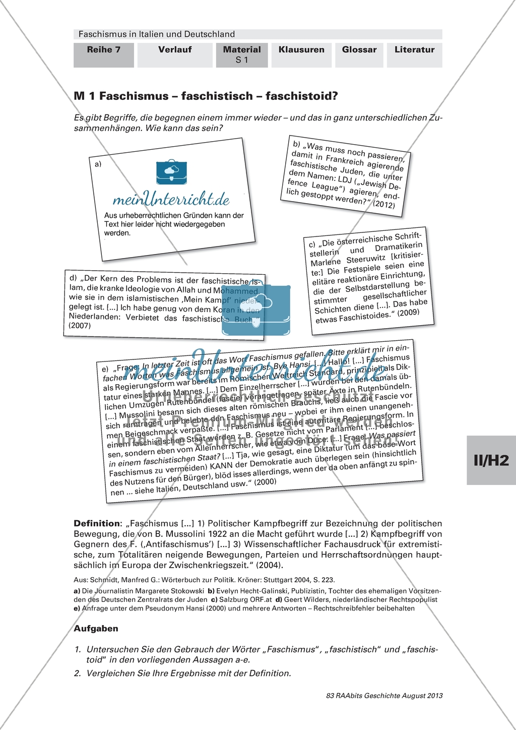 Faschismus in Italien und Deutschland: Faschismus als historischer Begriff Preview 1