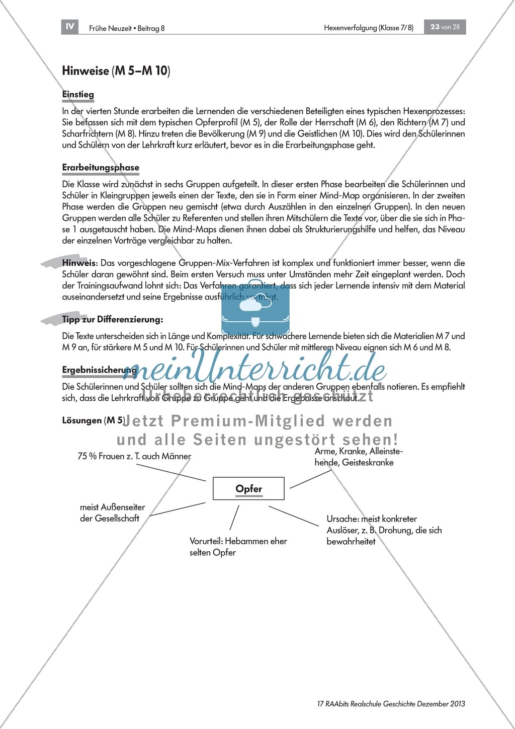 Hexenverfolgung - Gruppenarbeit über die Täter und Opfer Preview 7
