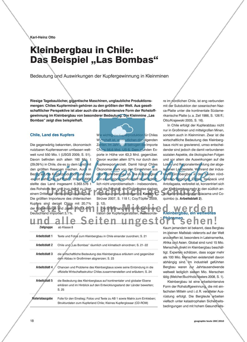 Kleinbergbau in Chile: Das Beispiel „Las Bombas“ - Bedeutung und Auswirkungen der Kupfergewinnung in Kleinminen Preview 1