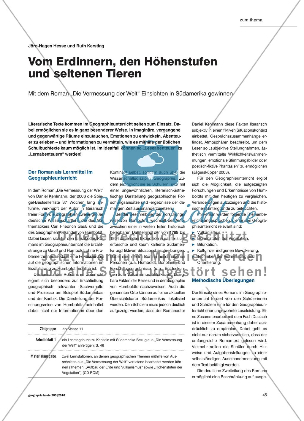Vom Erdinnern, den Höhenstufen und seltenen Tieren - Mit dem Roman „Die Vermessung der Welt“ Einsichten in Südamerika gewinnen Preview 1