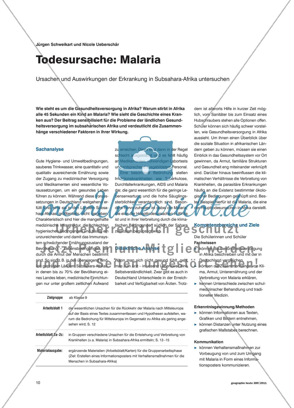 Todesursache: Malaria - Ursachen und Auswirkungen der Erkrankung in Subsahara-Afrika untersuchen Preview 1