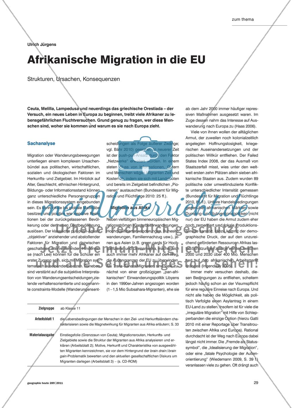 Afrikanische Migration in die EU - Strukturen, Ursachen, Konsequenzen Preview 1